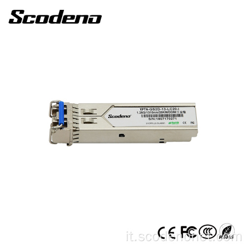 Scodeno Ricetrasmettitore ottico 1000T Applicazione 1.25G Gpon 1.25g LC SFP RJ45 Modulo in fibra